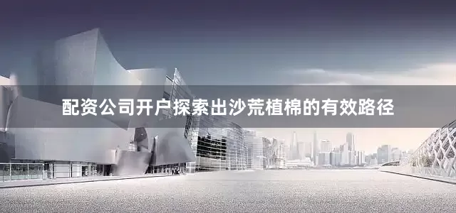 配资公司开户探索出沙荒植棉的有效路径